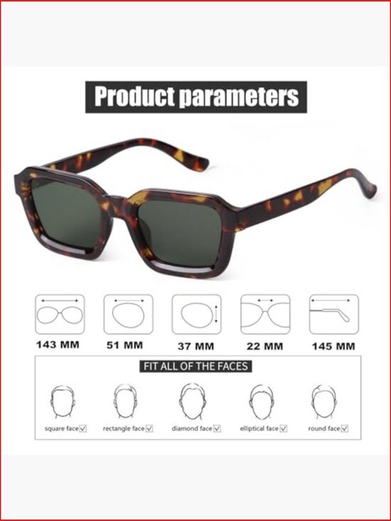 Square Sunglasses for Men Women, UV400 Protection, Designer Inspired Retro Frame main image 4